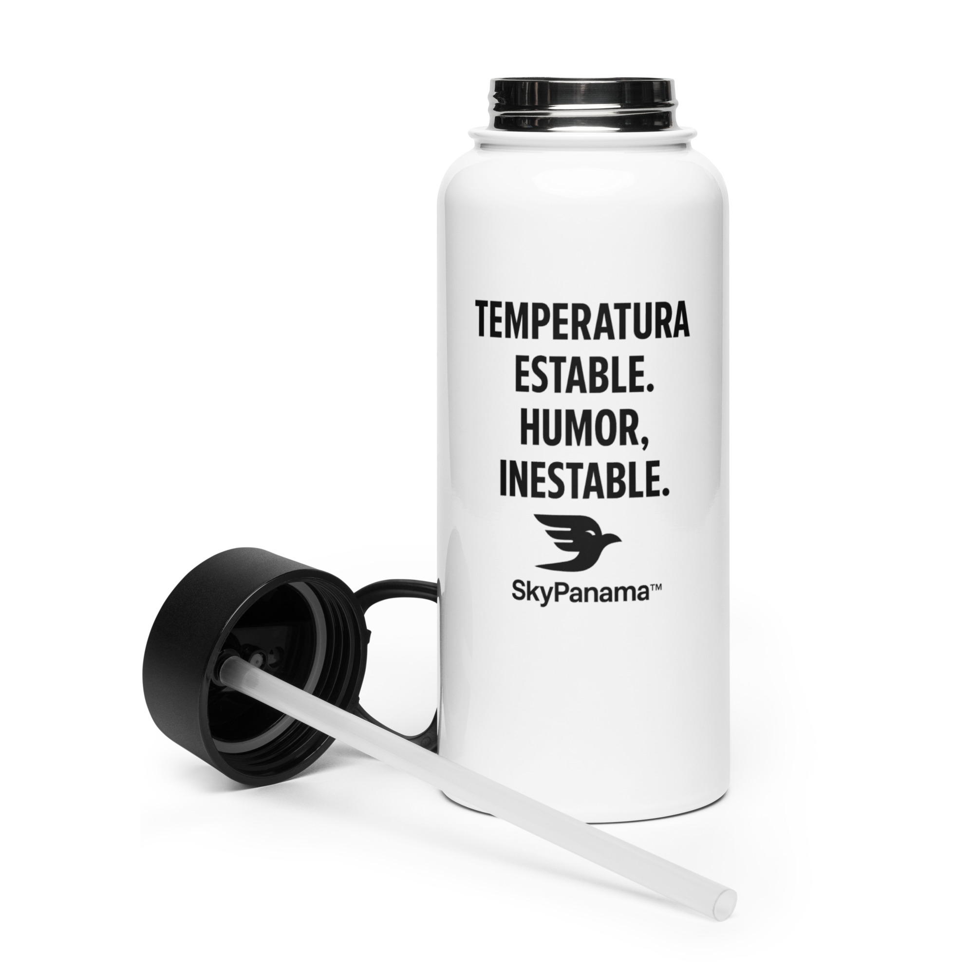 Botella de acero inoxidable con tapa de pajita SkyPanama™ - Image 14